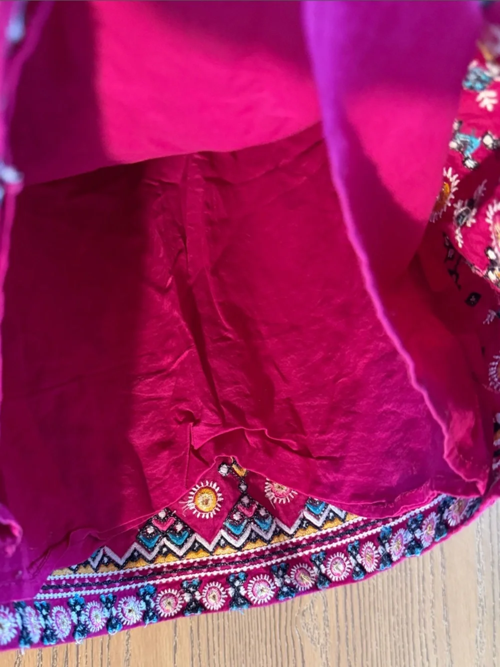 OshKosh B'gosh Magenta Embroidered Hem Dress with Blue Trim